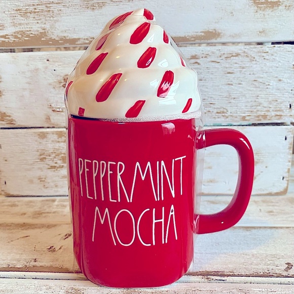 Rae Dunn PEPPERMINT MOCHA Topper Mug